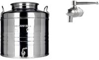 Megashopitalia Houder van roestvrij staal 15 30 50 liter Made in Italy met afdichting voor deksel en kraan van roestvrij staal inclusief druppelbescherming (30 liter)