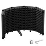 Moukey Microfoon Isolatie Shield, Professionele Isolatie Opvouwbare 5 Pagina's Hoge Dichtheid Absorberend Geluidsbestendig Schuim voor Blauwe Yeti Condensator Mic Opname Apparatuur, 75X32.5X3CM