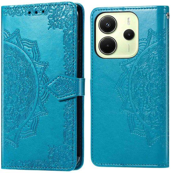 imoshion Hoesje - Geschikt voor Xiaomi Redmi Note 14 (4G) - Mandala Bookcase - Turquoise