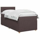 vidaXL Boxspringbed met matras, donkerbruin, 90 x 200 cm, stof