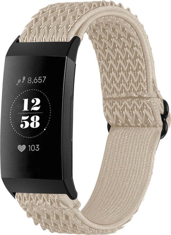 iMoshion Bandje Fitbit Charge 3 / 4 - Elastisch nylon - Beige