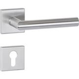Hermat BASIC 02 poignée de porte en acier inoxydable, cylindre de serrure à profil PZ en acier inoxydable mat
