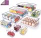 Unyqoos® Organisateur de réfrigérateur, 9 pièces, transparent avec couvercles, sans BPA, empilable – 470/750/1800/3700/6100 ml + boîte à œufs (pour 15 œufs), y compris chiffon de nettoyage
