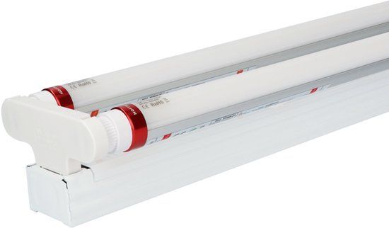 HOFTRONIC LED TL armatuur 120cm dubbel - T8 (G13) - 36 Watt 6300 lumen (175lm/W) - 6000K daglicht wit (860) - Flikkervrij - IP20 Stofdicht