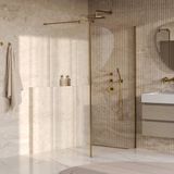 Brauer Oblivion - Inloopdouche - Helder Glas - 110 x 200 cm - met Zijwand 30 cm - incl. Glascoating - PVD Goud Geborsteld