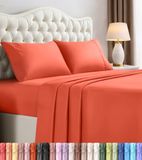 Utopia Bedding 4-delige beddengoedset van geborsteld microvezel, krimp- en kleurecht, onderhoudsvriendelijk (super kingsize bed, koraal)