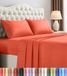 Utopia Bedding 4-delige beddengoedset van geborsteld microvezel, krimp- en kleurecht, onderhoudsvriendelijk (super kingsize bed, koraal)