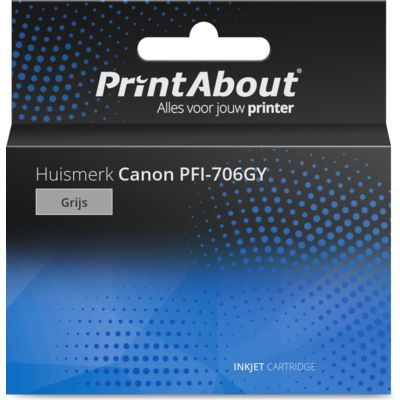 PrintAbout Huismerk PFI-706GY Inktcartridge Grijs XL voor Canon