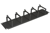 Kabelrail voor kasten 19" 2 eenheden 5 ringen kleur zwart metaal