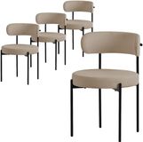 ML-Design Eetkamerstoel set van 4, bruin, teddy stof, met rugleuning