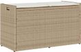 vidaXL Opbergbank met kussen voor buiten 100 cm poly rattan beige