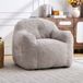 Pouf garni de mousse déchiquetée, canapé pouf en fausse fourrure avec accoudoirs, idéal pour le salon, la chambre et la lecture, aucun montage requis, gris clair