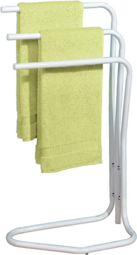Allibert FIDJI - staande handdoekhouder met 3 stangen - wit gelakt - 47 cm breed