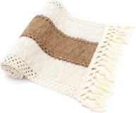 Tafelloper, macramé, boho, tafelloper, katoen, linnen, beige, bruin, bruiloft, tafeldecoratie voor verjaardagen, communie, eetkamer, feest, vakantie, decoratie, afwasbaar, 30 x 160 cm