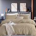 Draps de lit couleur sable avec housse de couette et taies d'oreiller