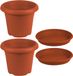 Hega hogar 4x stuks ronde plantenpotten terra cotta met opvangschaal met diameter 26 cm - Kunststof - Buiten gebruik
