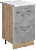 Vicco Keukenonderkast R-Line, Beton/Goudkleurig Eiken, 50 cm marmer werkblad