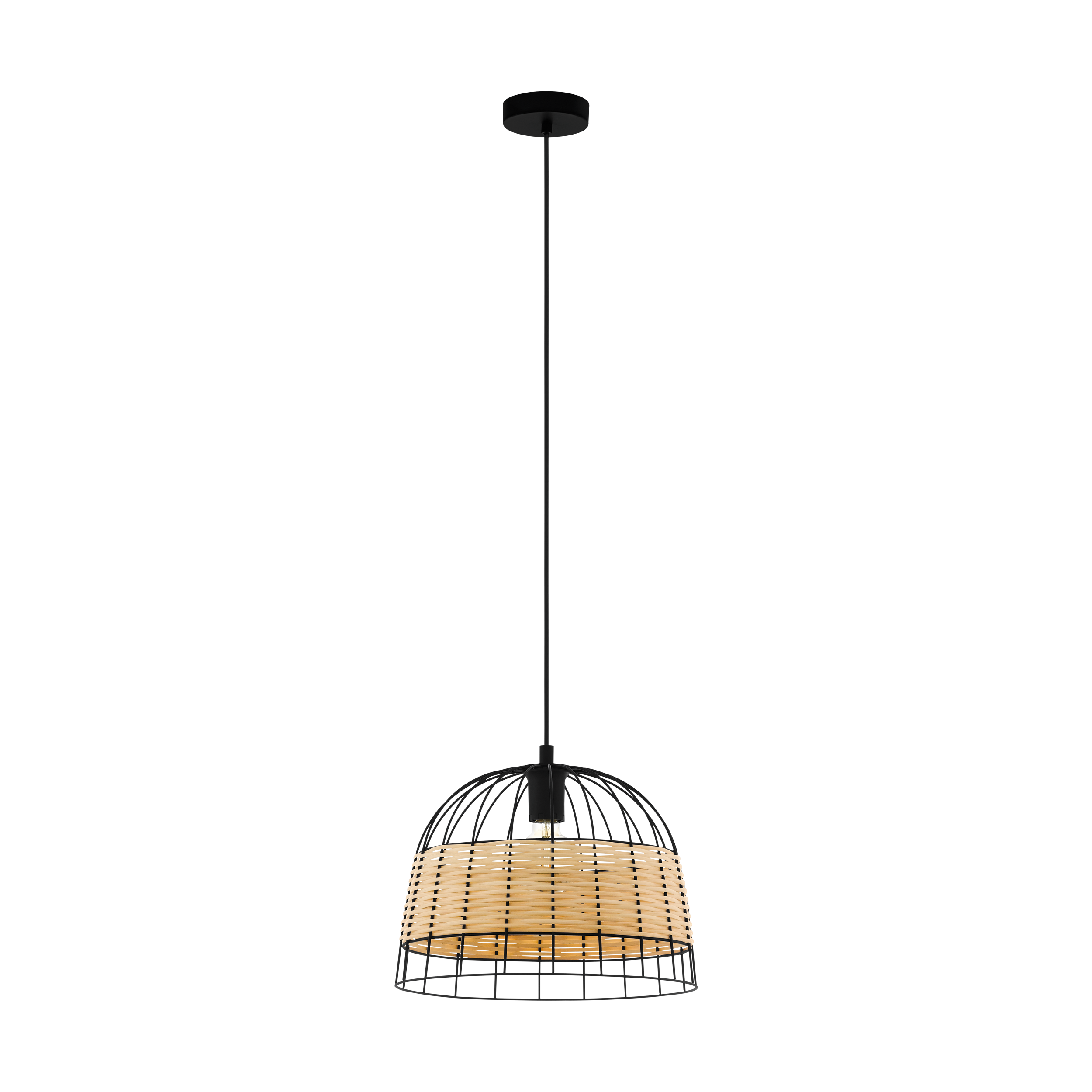 EGLO Anwick Hanglamp - Zwart - Rotan - E27 - 110cm