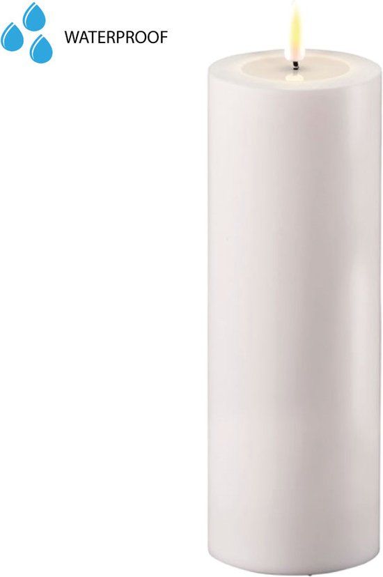 Deluxe Homeart LED Kaars Outdoor - Wit - 7.5 x 20 cm - Batterij - IP44