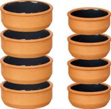La Dehesa - 12x Tapas/creme brulee schaaltjes - terracotta/zwart - 8 cm/12 cm