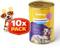 Boomy Boomy - Hondenvoer - Natvoer hond - Blikvoer hond - Glutenvrij - Forel met kip smaak - Adult - 10 x 400g