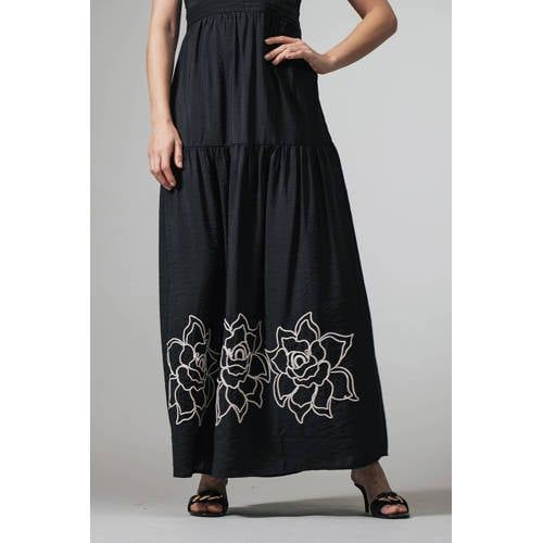 LabeL DOT gebloemde maxi jurk zwart