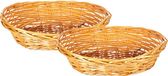 CM panier en rotin - 2x - marron - 36 x 26 x 10 cm - ovale - panier de rangement