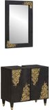 vidaXL Badkamerkast - set - 2 stuks - Zwart - 62 x 33 x 58 cm - Massief Mango Hout
