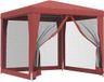 vidaXL Partytent met 4 mesh zijwanden 2,5x2,5 m HDPE rood