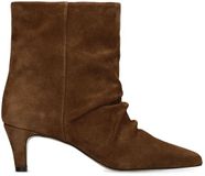 Manfield - Dames - Bruine suède slouchy enkellaarsjes - Maat 41