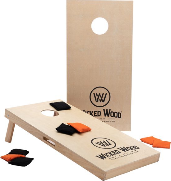 Wicked Wood Games Officiële Cornhole Set (120x60cm) Inclusief 2 Boards, 2x4 Cornhole Zakjes / Bags