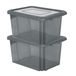 EDA Boîte de rangement 55L - 2x - gris - empilable - L58 x l44 x H31 cm - plastique - Bac/boîte avec couvercle