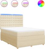 vidaXL Boxspringbed met matras, crème kleur, 160x200 cm, stoffen bekleding