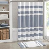 Madison Park Spa Waffle Douchegordijn Pieced Stof met 3M Scotchgard Moisture Management, premium spa-kwaliteit moderne douchegordijnen voor badkamer, standaard 72 x 72, indigo blauw