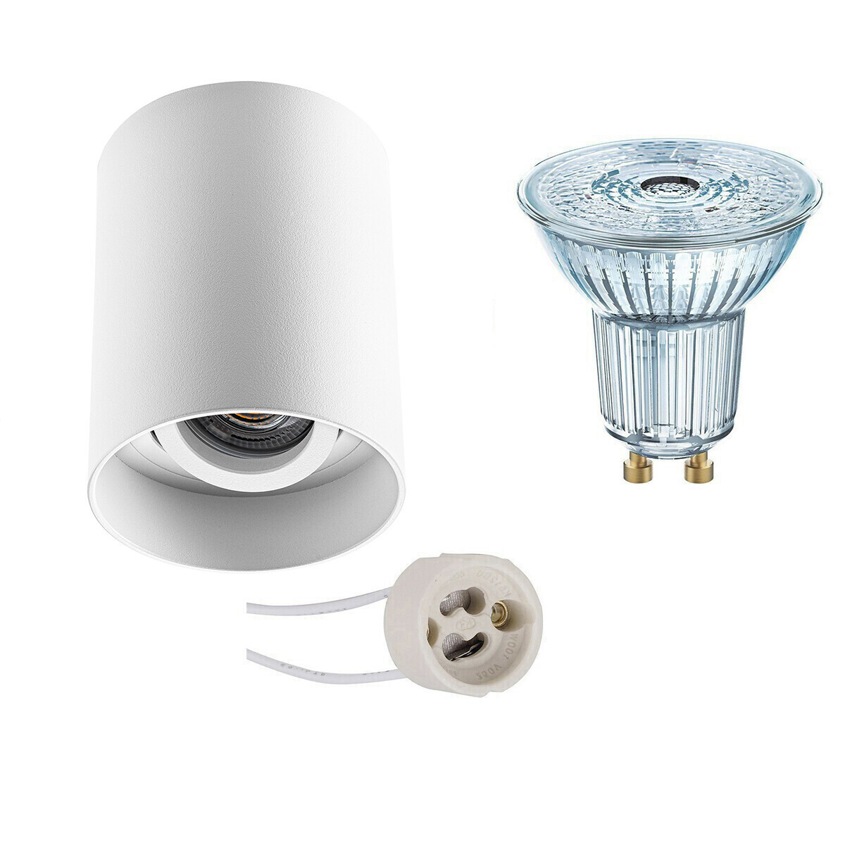 Osram Voordeelset - Opbouwspot Set - Parathom PAR16 940 36D - Pragmi Luxina Pro - GU10 Fitting - Dimbaar - Opbouw Rond - Mat Wit - 3.7W - Natuurlijk Wit 4000K - Verdiept - Kantelbaar - Ã˜90mm