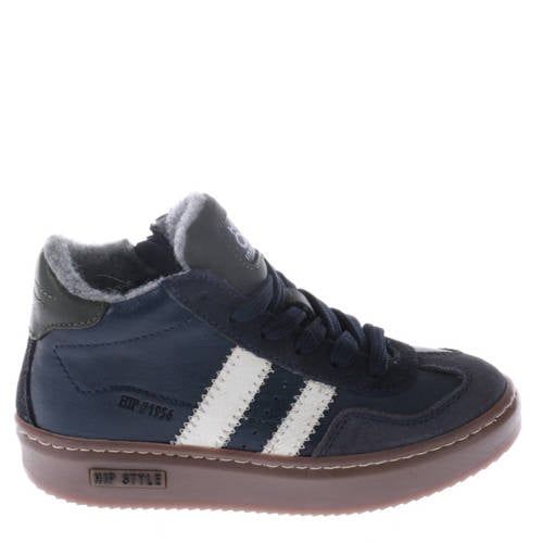 Hip leren sneakers donkerblauw