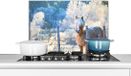 KitchenYeah Spatscherm keuken 70x50 cm - Kookplaat achterwand Paard - Winter - Sneeuw - Muurbeschermer - Spatwand fornuis - Hoogwaardig aluminium