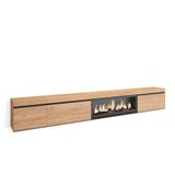 Skraut Home TV-Meubel, Lowboard, Woonkamer, Eetkamer, 317x45x35 cm, Elektrische haard XXL, Moderne stijl, Eiken