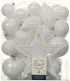 Decoris Set boules de Noël en plastique blanc - 66 pièces
