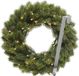 Merkloos Kerstkrans 40 cm - groen met led - met zilveren hanger/ophanghaak - kerstversiering