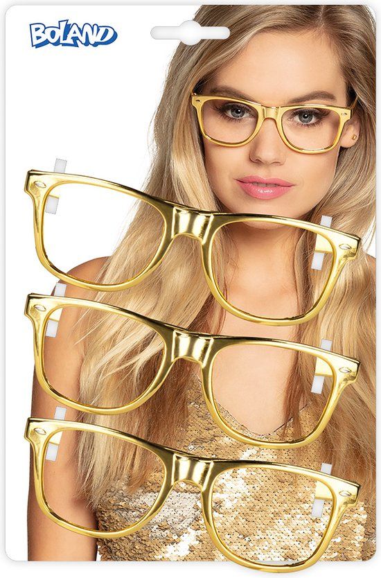Boland Partybrillen - Goud - 3 stuks - Volwassenen