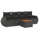 vidaXL Loungeset met Kussens, Poly Rattan, Zwart