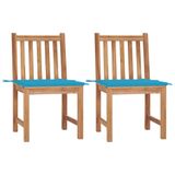 VidaXL Tuinstoelen 2 st met kussens massief teakhout Blauw