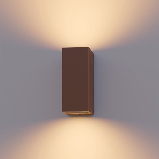 Calex Bergamo Wandlamp - Up & Downlight - 2x GU10 - IP54 - Roestkleur