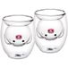 GRÄWE Verres thermiques à double paroi, 200ml, Set de 2, Motif cochon, Verre