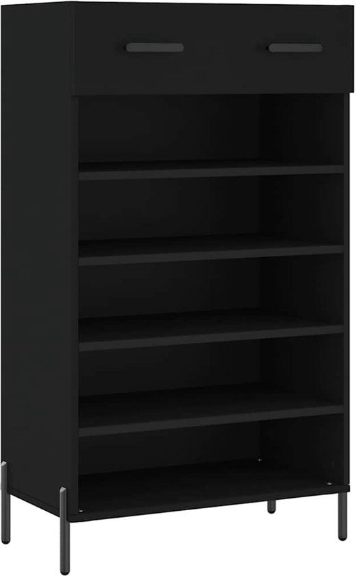 vidaXL Schoenenkast - 60x35x105 cm - Bewerkt Hout - Zwart