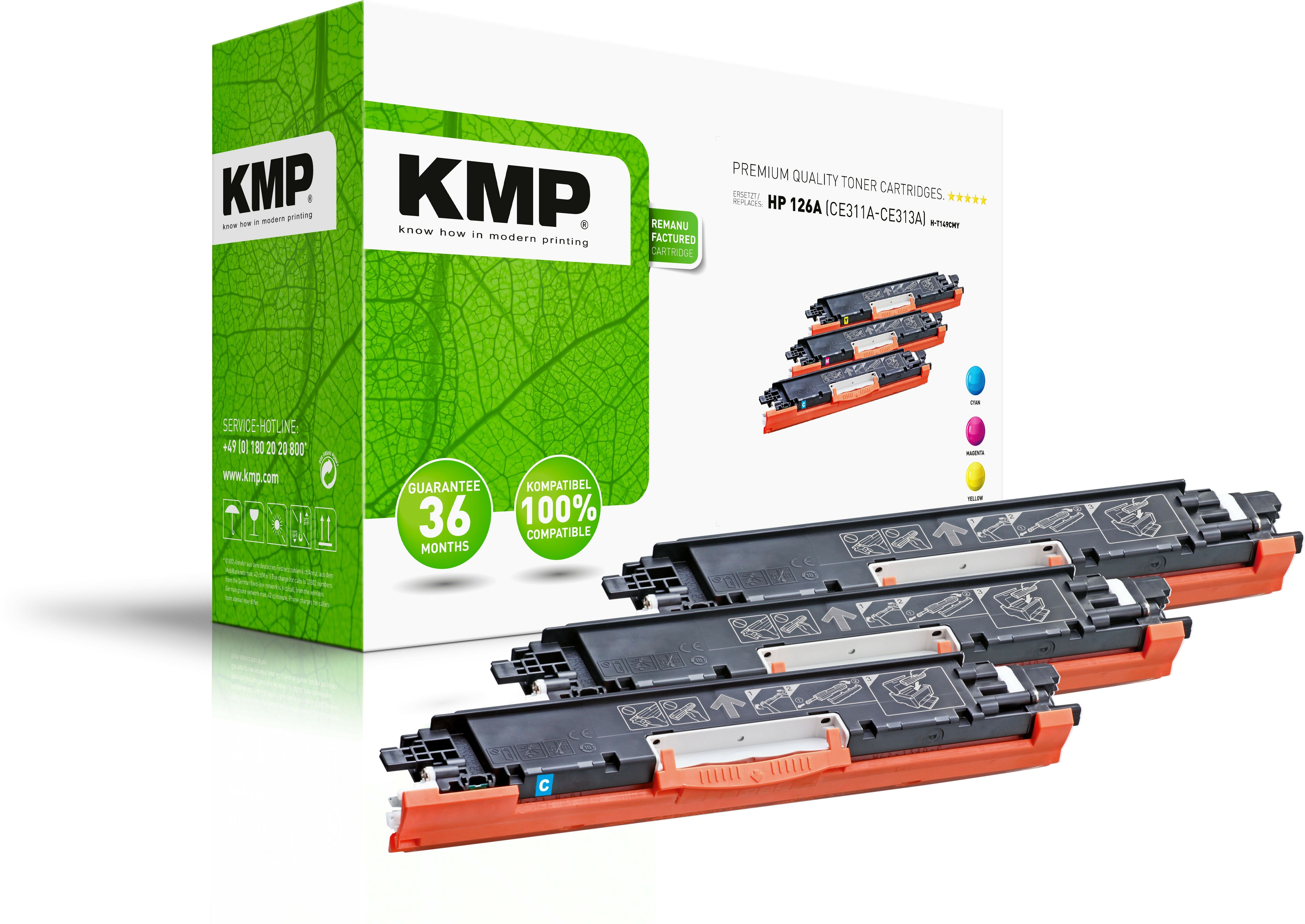KMP H-T149CMY Toner Cartridge 3-Pack - Cyan, Magenta, Yellow - Compatible with HP Printers