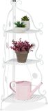 Merkloos Relaxdays bloemenstandaard binnen - 3 etages - metaal - wit - 82,5x31x31 cm