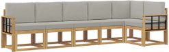 vidaXL - Acacia Houten Buitenbank Set 6-delig Wit en Lichtgrijs