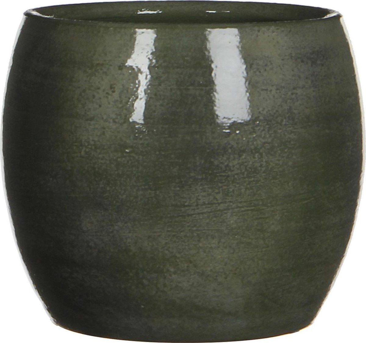 Mica Decorations Lester Bloempot - H14 x Ø16 cm - Terracotta - Groen